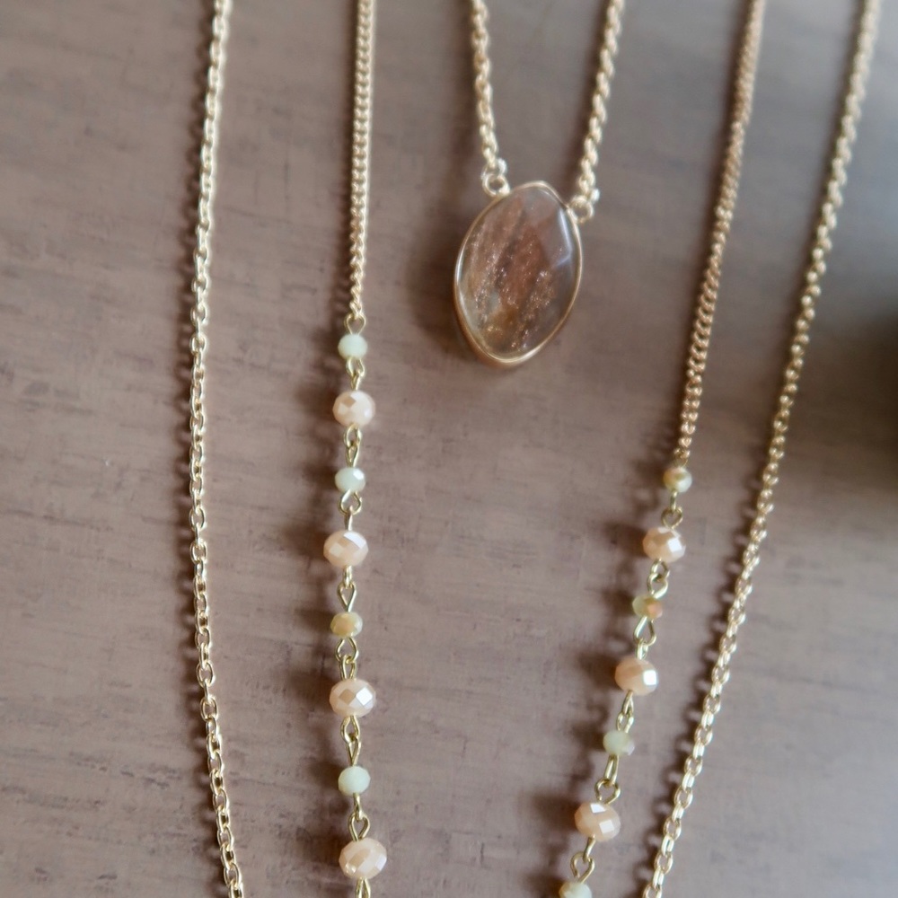 Dazzling Marquise Layered Goldtone Necklace - Picture 4 of 4